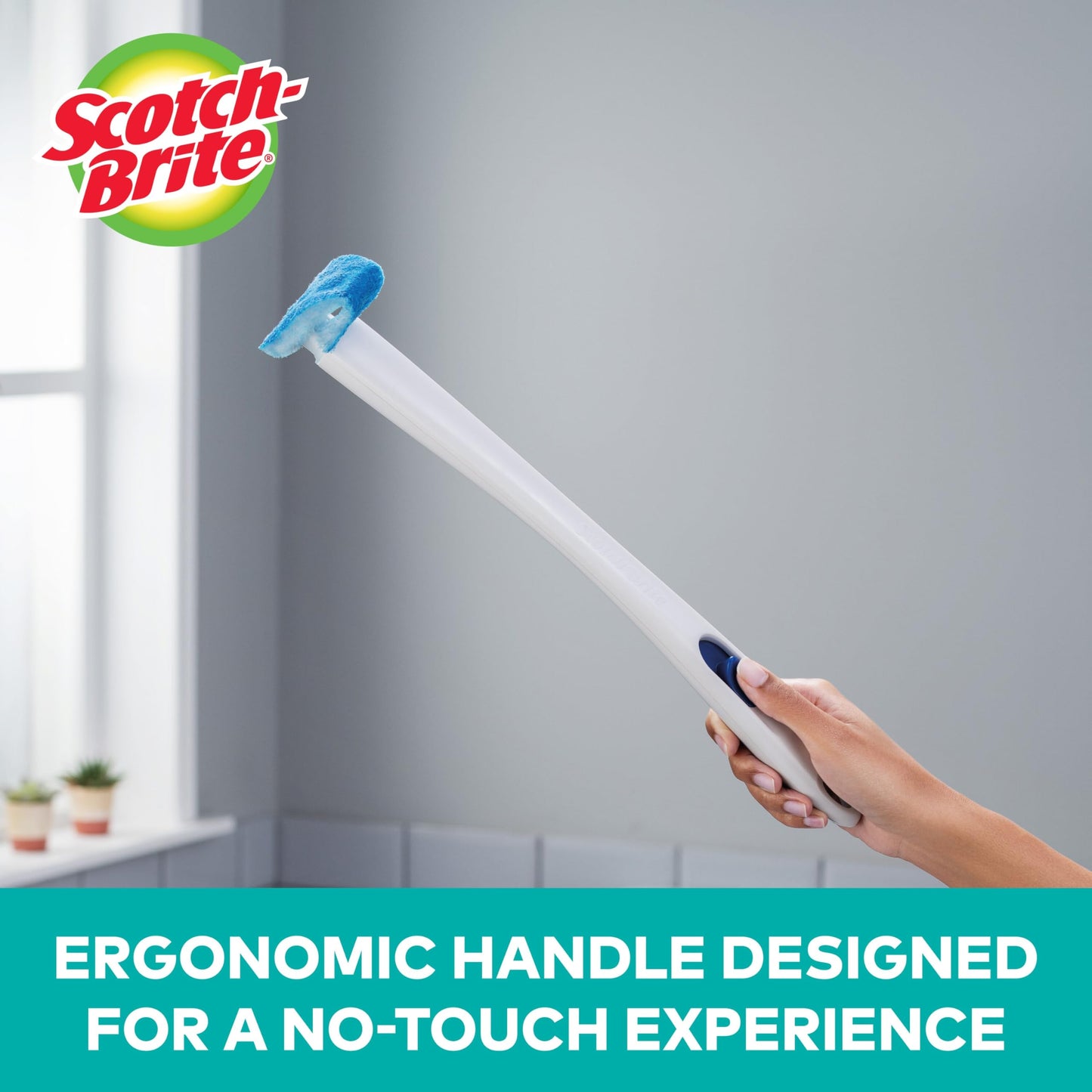 Scotch-Brite Disposable Toilet Scrubber Starter Kit, Disposable Refills with Built-In Bleach Alternative, Includes 1 Handle, Storage Caddy and 5
