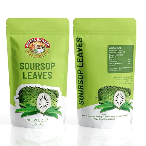 Angel Brand Dried Guanabana Leaves for Herbal Tea - Ideal for Brewing Refreshing and Beneficial Drinks - 2oz