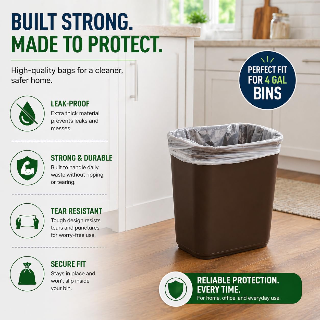 4 Gallon Trash Bags Small Bathroom Garbage Bags Bulk Clear Plastic Wastebasket Trash Can Liners for Home and Office Bins (800 BAGS)