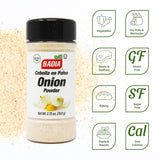 Badia Onion Powder, 2.75 oz - Pure Ground Onion Seasoning, Bold Sweet Savory Flavor, Gluten Free, No MSG, Kosher