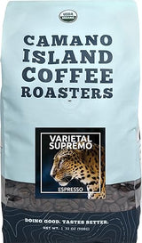 Camano Island Coffee Roasters Varietal Supremo Espresso Blend, Whole Bean 2lb, Fresh Dark Roast, USDA Organic, Fairly Traded, Shade Grown Arabica