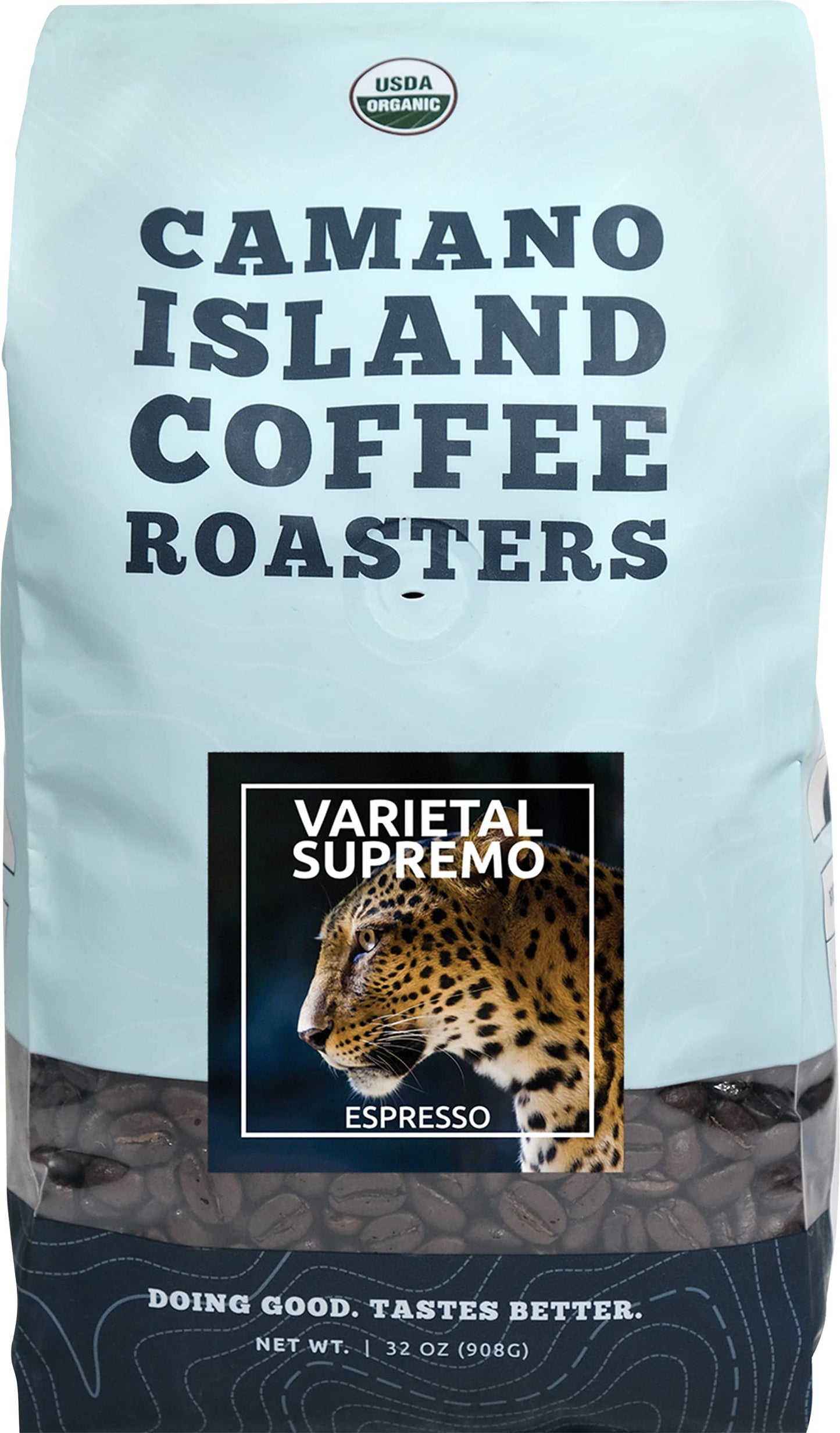 Camano Island Coffee Roasters Varietal Supremo Espresso Blend, Whole Bean 2lb, Fresh Dark Roast, USDA Organic, Fairly Traded, Shade Grown Arabica