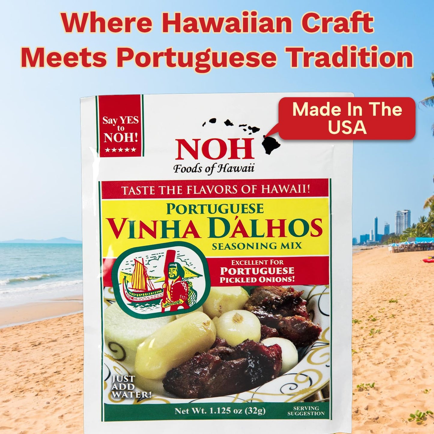 NOH Portuguese Vinha D'alhos Seasoning Mix, 1.125 oz Packet (Pack of 3) - Authentic Portuguese Meat & Fish Seasoning Mix, Ideal for Pork, Chicken