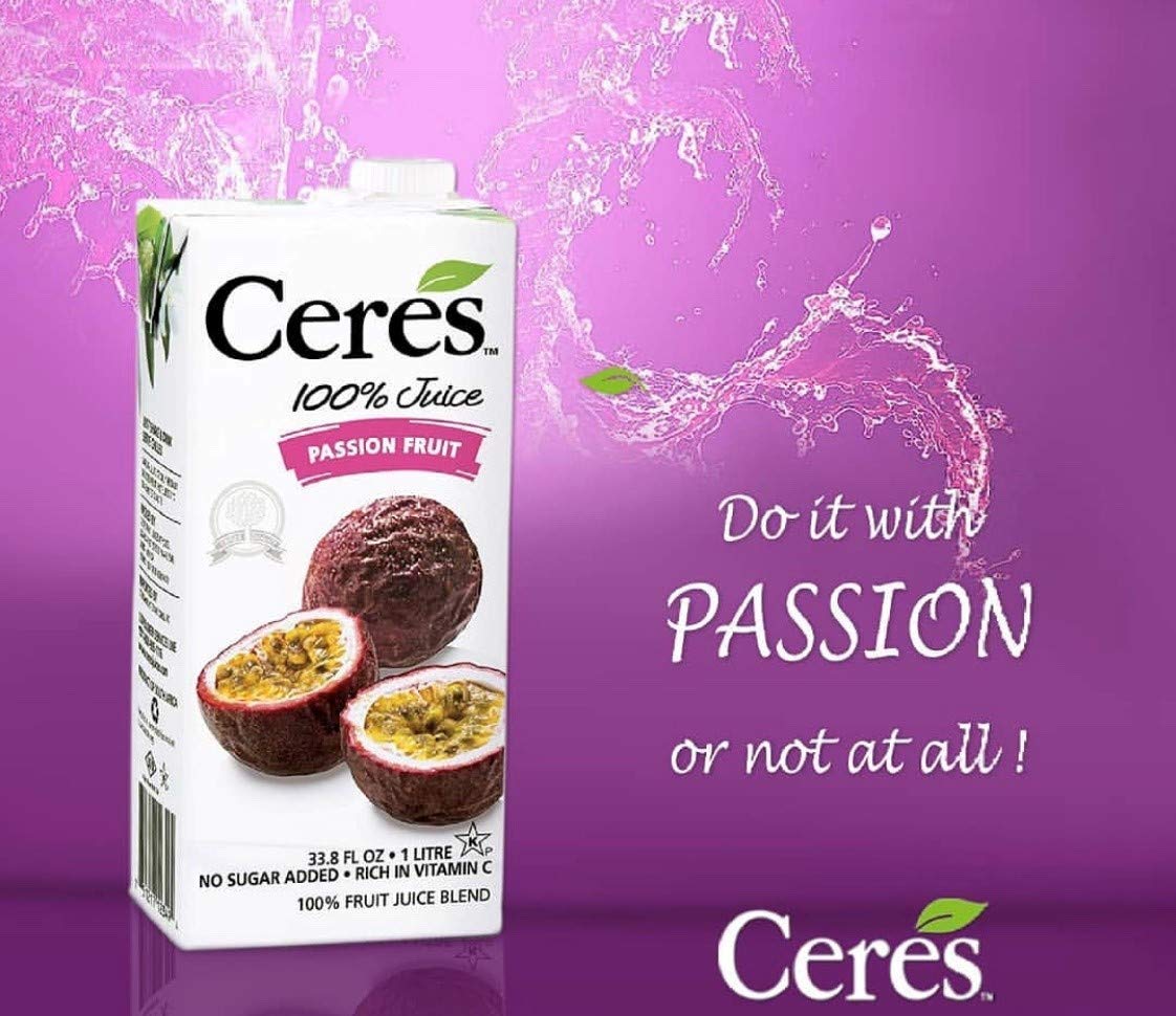 Ceres 100% All Natural Pure Fruit Juice Blend, Passion Fruit - Gluten Free, Rich in Vitamin C, No Added Sugar or Preservatives, Cholesterol Free
