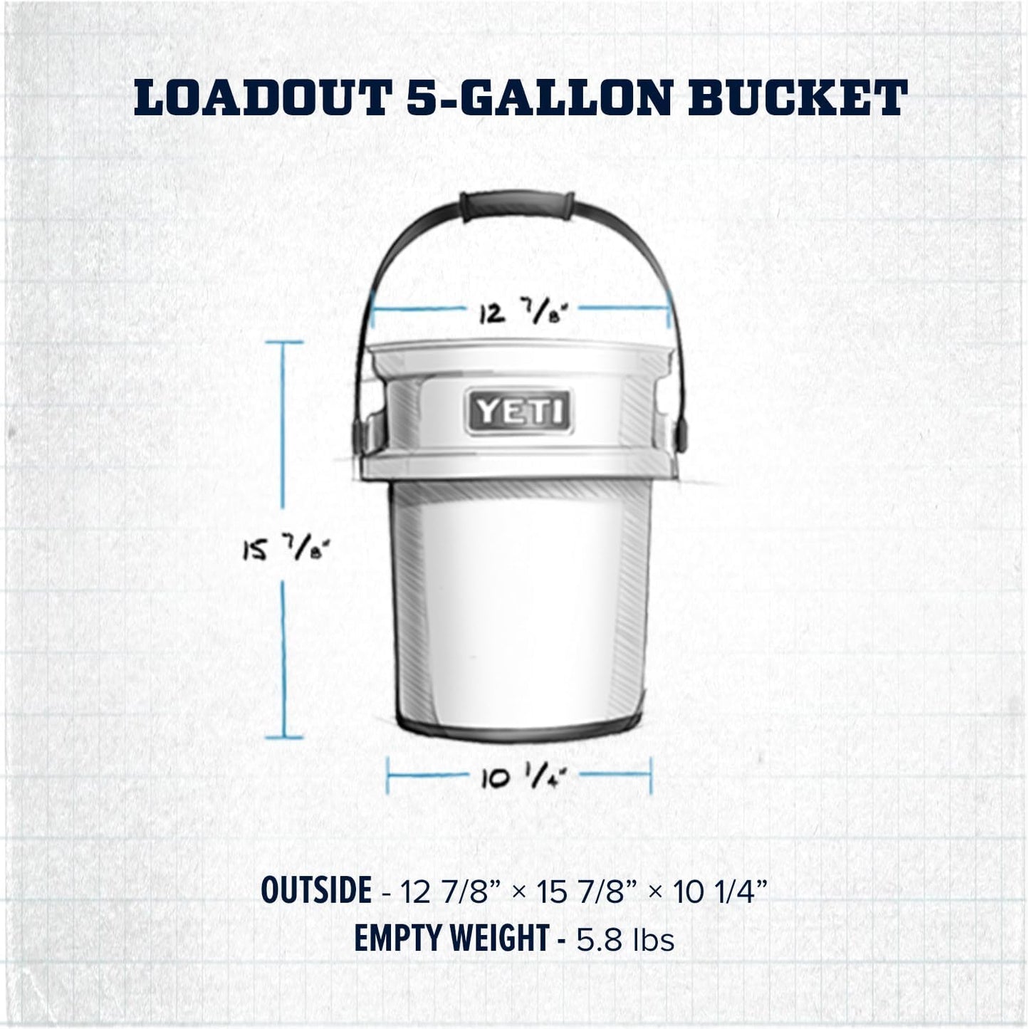 YETI Loadout 5-Gallon Bucket, Impact Resistant Fishing/Utility Bucket, Desert Bloom