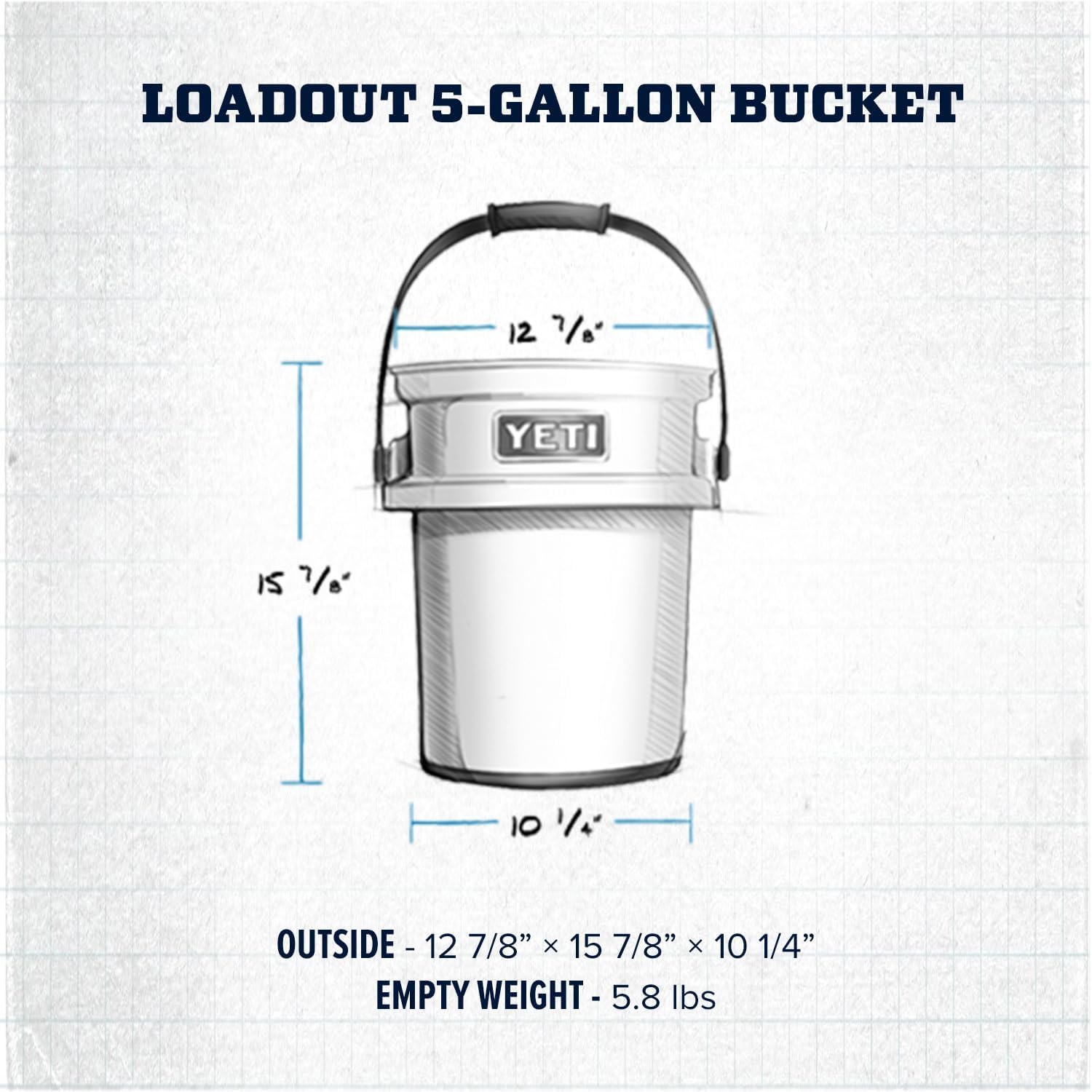 YETI Loadout 5-Gallon Bucket, Impact Resistant Fishing/Utility Bucket, Desert Bloom