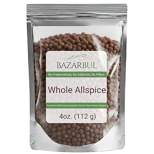Whole Allspice Berries Pimenta dioica - Certified Kosher, 4oz Resealable Pouch | Fresh, Aromatic, All-Natural Spice for Cooking, Baking, Pickling