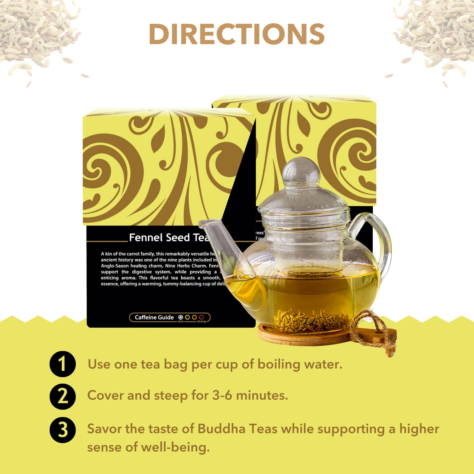 Buddha Teas - Organic Fennel Seed Tea - Herbal Tea - For Health & Digestion - USDA Certified - Clean Ingredients - OU Kosher - 18 Tea Bags (Pack of 1)