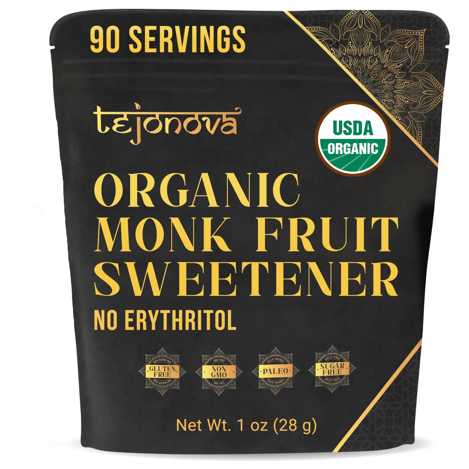 Organic Monk Fruit Extract Powder, Pure Monk Fruit Sweetener No Erythritol, Monkfruit Sweetener Pure Goodness, Monk Fruit Sugar Substitute, Monk Fruit