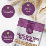 Great River Milling Organic Hulled Barley Grain | Whole Grain Barley for Home Milling, Cooking, and Baking | High Fiber, Non GMO, Kosher | 5 Lb