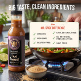 Mr. Spice Organic Thai Peanut Sauce, Salt Free Peanut Sauce & Dressing (0 mg/serving), Gluten Free, Low Sodium Sauces for Marinade, Wok, Air Fryer, No