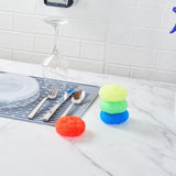 Restaurantware Plastic Dish Scrubbers 40 Pack 2.953 x 2.953 x 0.984 Inches Durable Non-Scratch Scrubbers Plastic Mesh Cleaning Pads Easy Grip Assorted