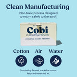 Cobi Eco-Friendly Dryer Sheets - 100% Cotton Biodegradable Non-Toxic & Unscented for Sensitive Skin, Clean Plant-Based Static Control, 120 Count