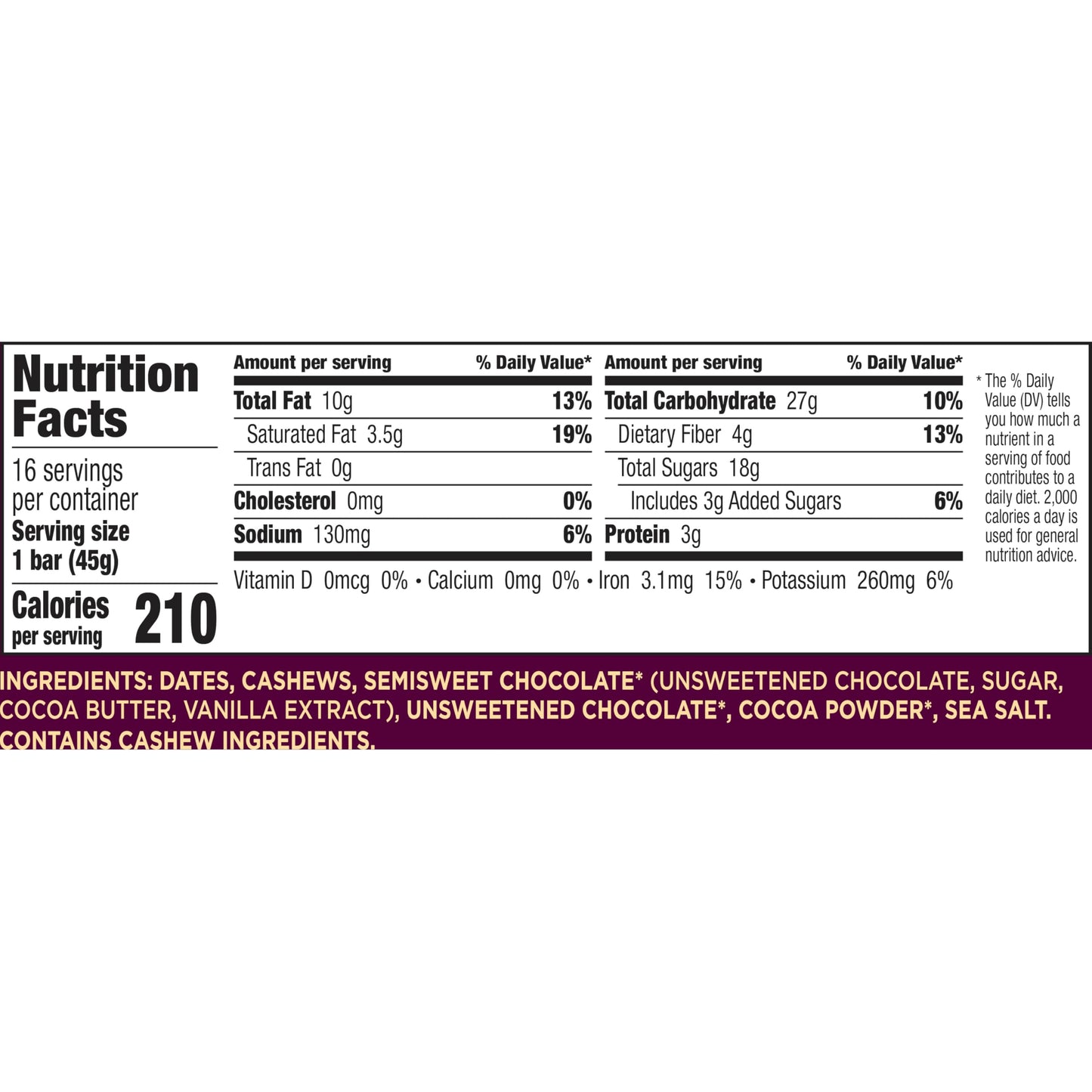 Larabar Double Chocolate Truffle, Gluten Free Vegan Fruit and Nut Bars, 25.6 oz, 16 Ct
