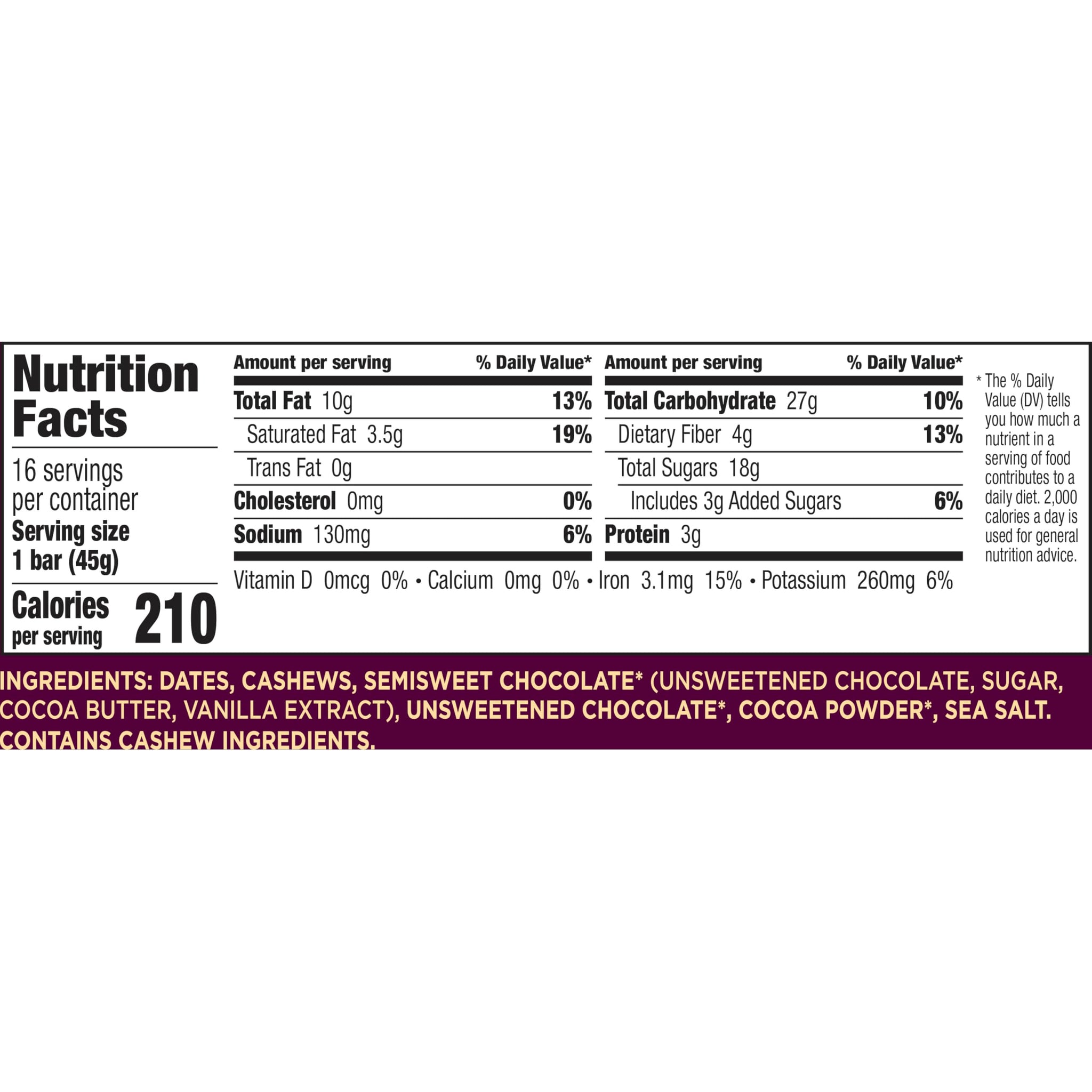 Larabar Double Chocolate Truffle, Gluten Free Vegan Fruit and Nut Bars, 25.6 oz, 16 Ct