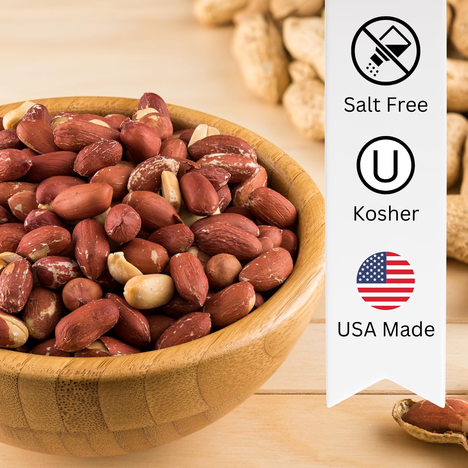 Roasted Unsalted Redskin Peanuts by Its Delish, 2 lbs Bulk Bag | Gourmet Red Skin Peanut Snack Nuts with No Shell | Salt Free, Vegan, Kosher