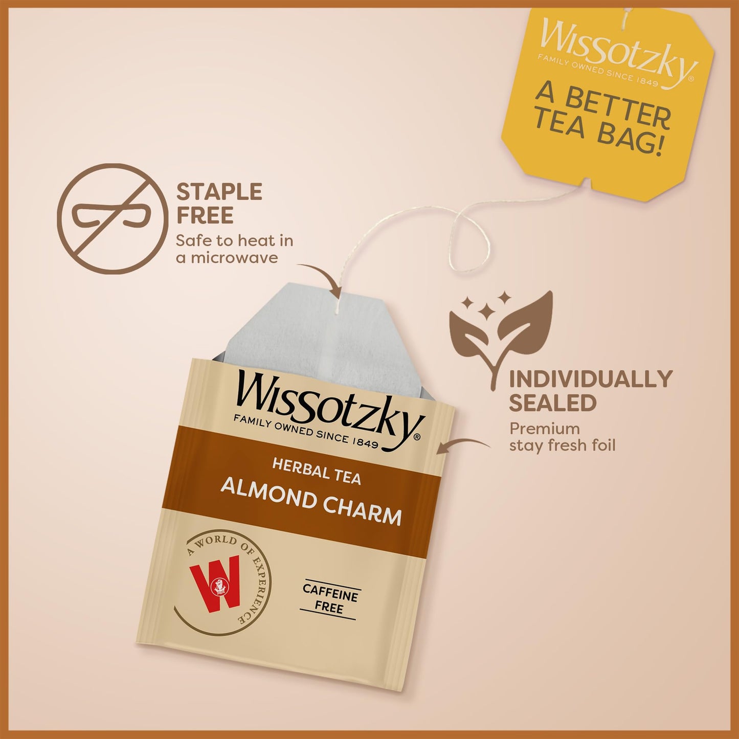 Wissotzky Almond Charm Herbal Tea Bags, 20 Tea Bags | Caffeine Free | “AKA Chemdat Hashaked” | Delicious Aroma
