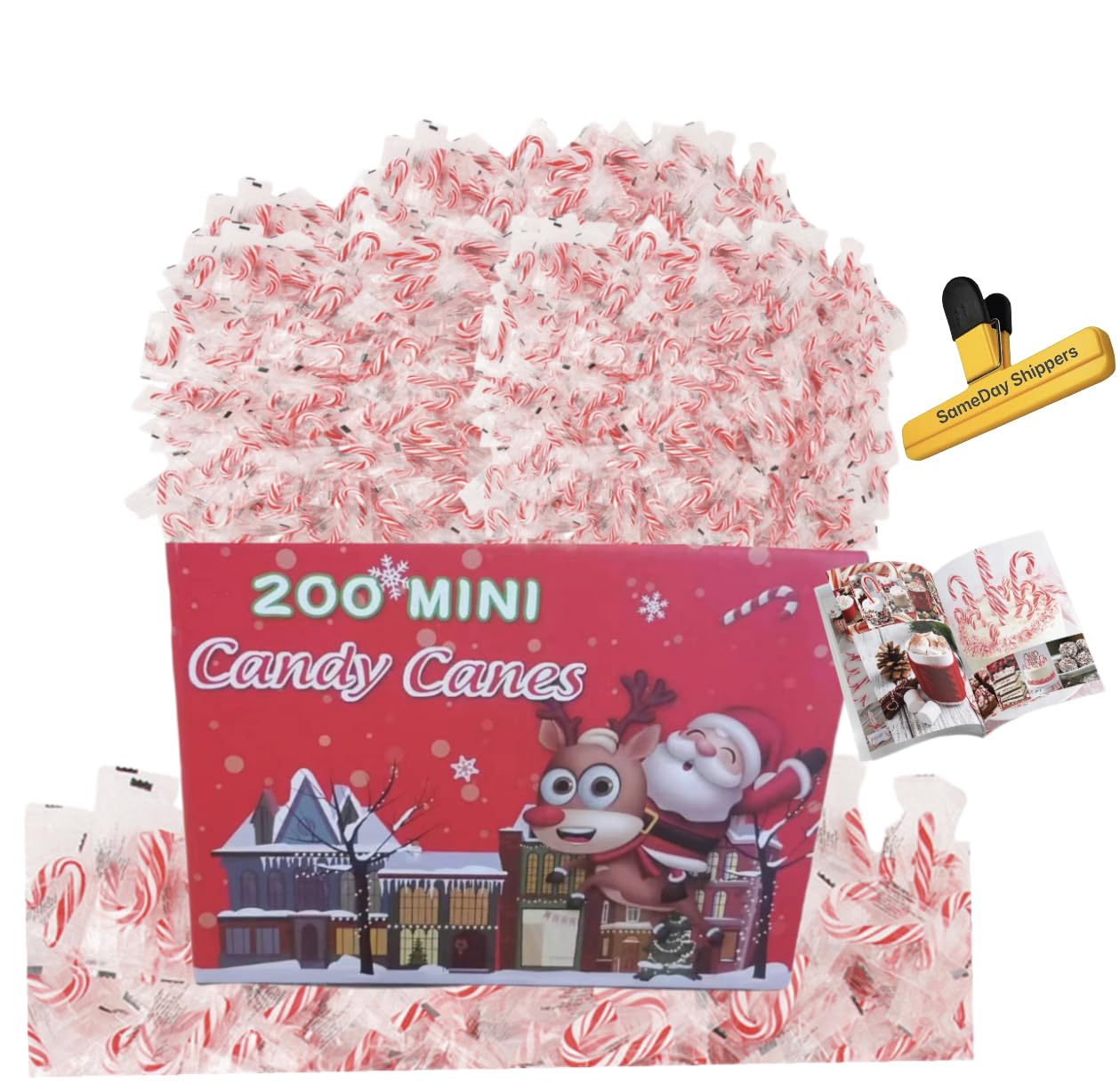 MINI CANDY CANES (200 MINI CANDY CANES) | Mini Candy Canes Peppermint Flavored | Red & White Stripes - Individually Wrapped Gift Pack | Holiday Candy
