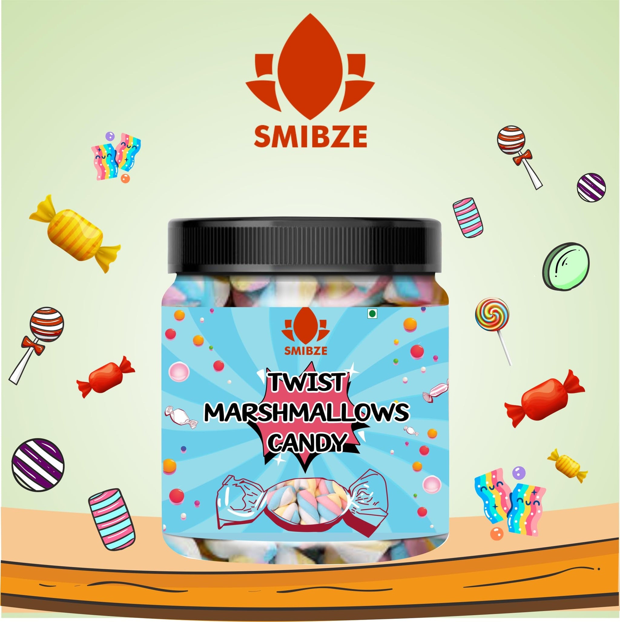 SMIBZE Natural Twist Marshmallows Candy 100 GM (Pack of 1) SMIBZE