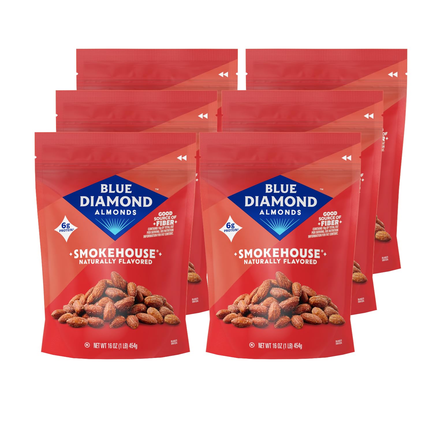 Blue Diamond Almonds Smokehouse, 16-Ounce Bags (Pack of 6)