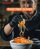 PACIFIC PPE 6-mil Heavy Duty Black Nitrile Gloves, Chemical Resistant, Food Safe, Latex Free Disposable Gloves for Mechanic, Cooking, and Cleaning