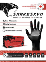SNAKESKYN Black Nitrile Gloves 6-MIL THICK industrial grade 100/box Latex Free & Powder Free textured grip aka snakeskin - X-Large