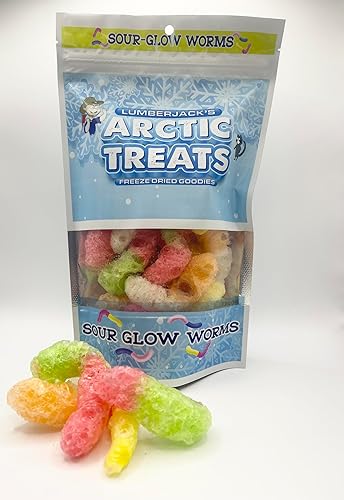 Lumberjack's Arctic Treats Sour Glow Worms, Freeze Dried Candy