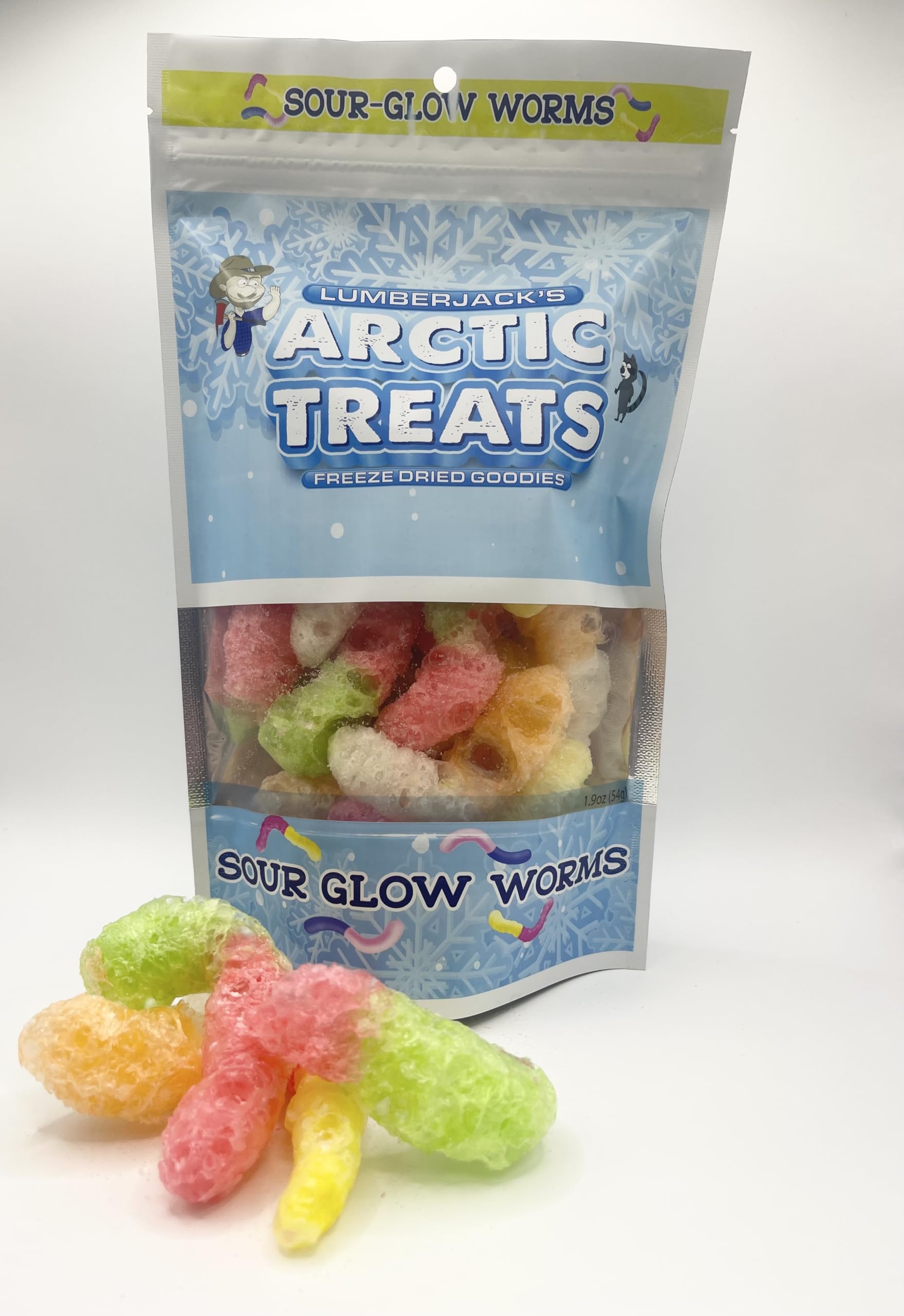 Lumberjack's Arctic Treats Sour Glow Worms, Freeze Dried Candy