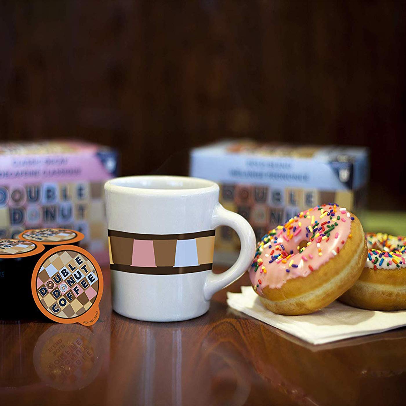 Double Donut Coffee Medium Roast Caramel Macchiato Coffee Pods, 24 Count for Keurig K-Cup Machines