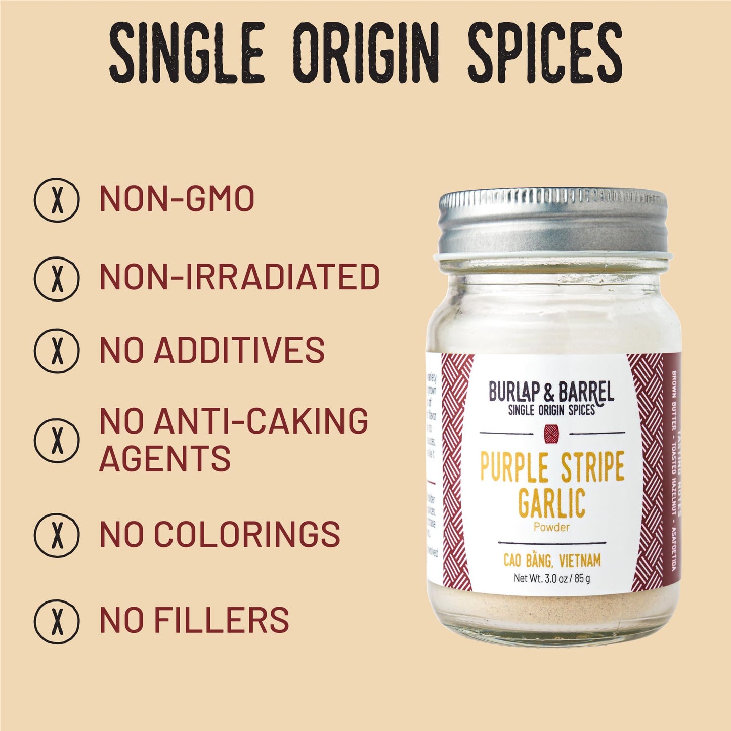 Burlap & Barrel Purple Stripe Garlic - Alternative to Fresh/Granulated Garlic- Savory Sweet Flavor to Tomato Sauces, Fried Chicken, Pizza - As Seen on