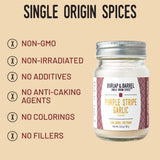 Burlap & Barrel Purple Stripe Garlic - Alternative to Fresh/Granulated Garlic- Savory Sweet Flavor to Tomato Sauces, Fried Chicken, Pizza - As Seen on