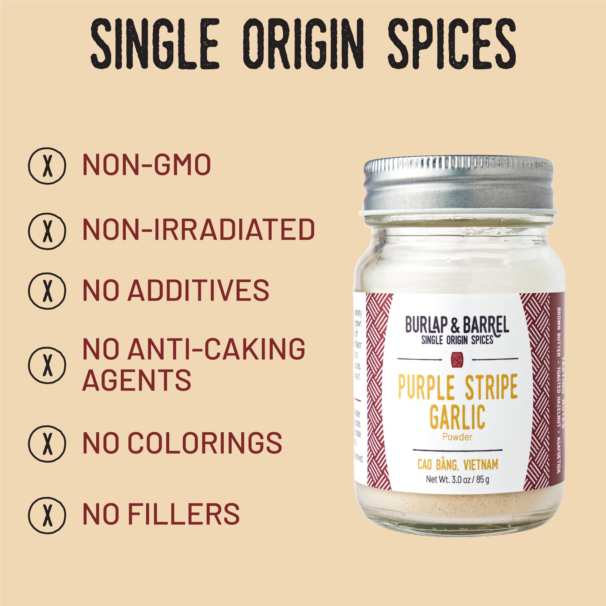 Burlap & Barrel Purple Stripe Garlic - Alternative to Fresh/Granulated Garlic- Savory Sweet Flavor to Tomato Sauces, Fried Chicken, Pizza - As Seen on