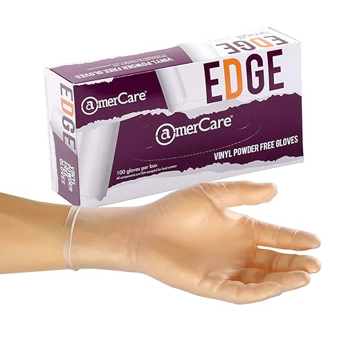 AmerCare Verge Powder Free Gloves, Vinyl, Medium, Case of 1000
