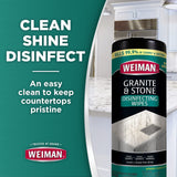 Weiman Granite Cleaner and Polish - 30 Wipes - For Granite Marble Soapstone Quartz Quartzite Slate Limestone Corian Laminate Tile Countertop and More