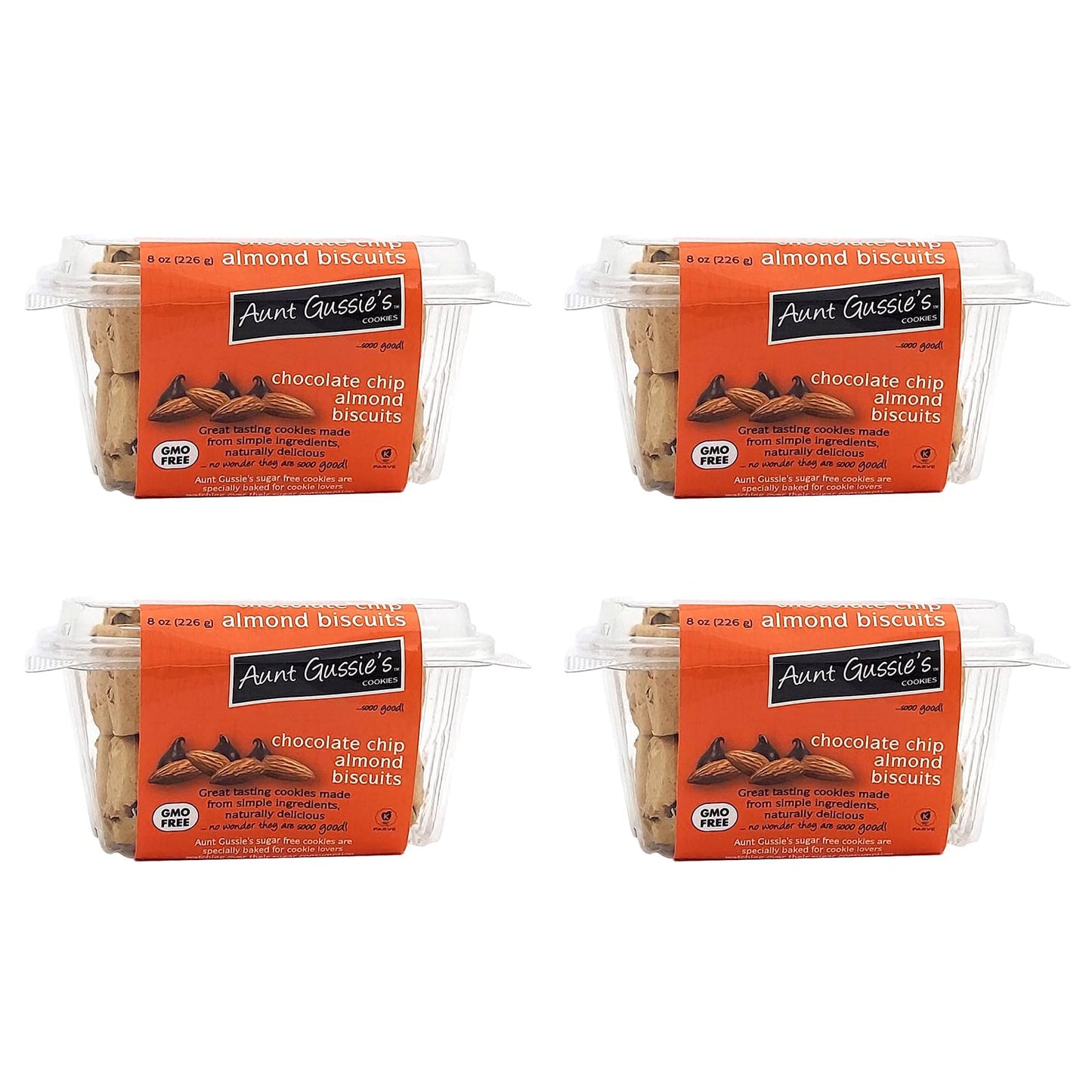 Aunt Gussie's - Sugar Free Wheat Chocolate Chip Almond Biscuits - 4 Pack
