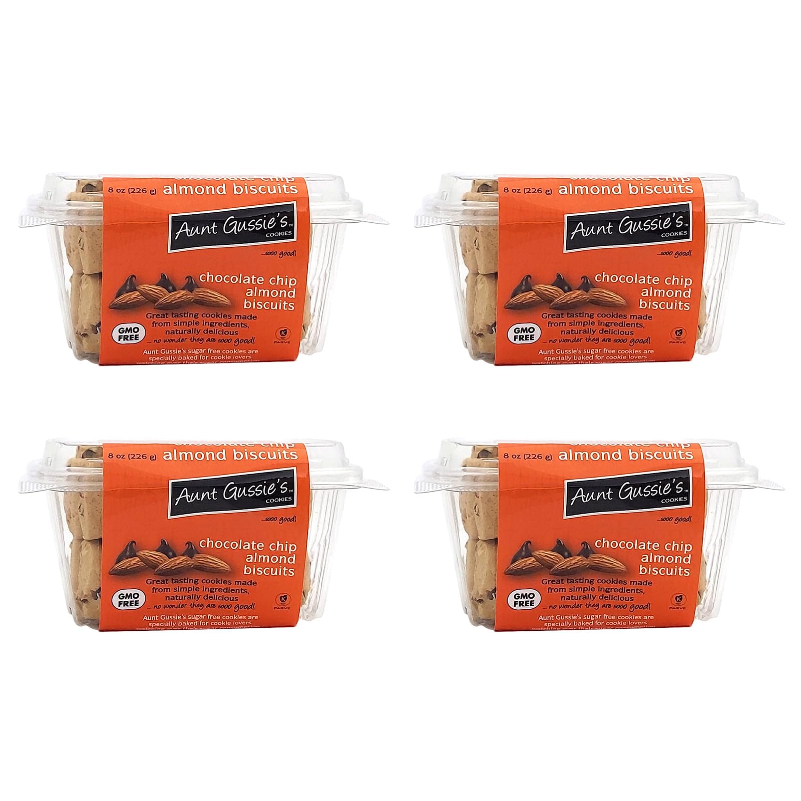 Aunt Gussie's - Sugar Free Wheat Chocolate Chip Almond Biscuits - 4 Pack