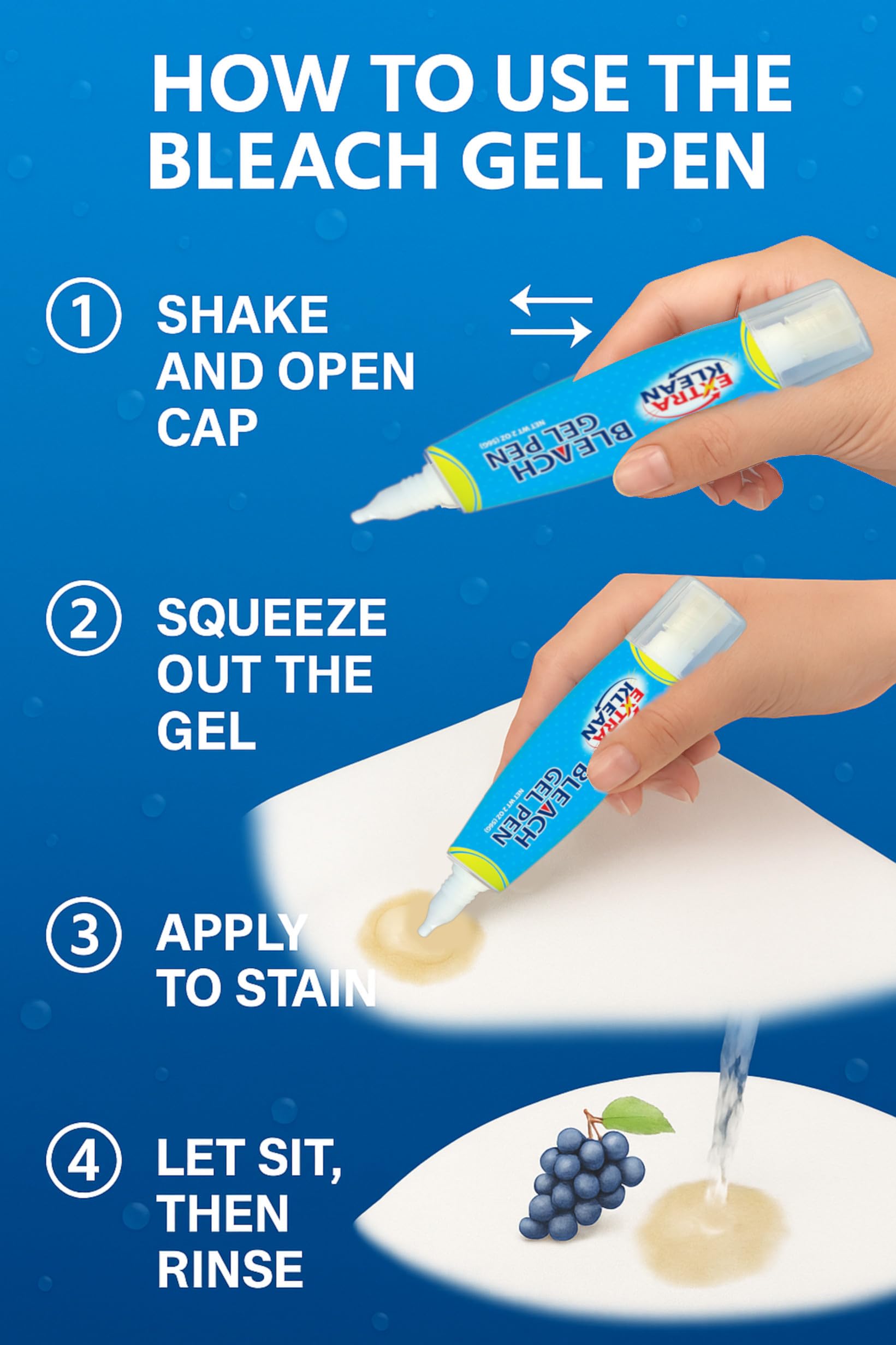 Bleach Gel Stain Remover Pen - Travel Size Toiletry for Clothing, Instant Spot Cleaner, Travel Essentials & Accessories