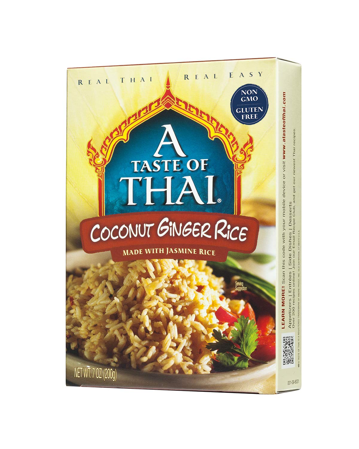 A Taste of Thai Jasmine Rice Instant (Coconut Ginger Rice) - Authentic Thai White Rice Organic, Flavored with Classic Thai Spices | Organic