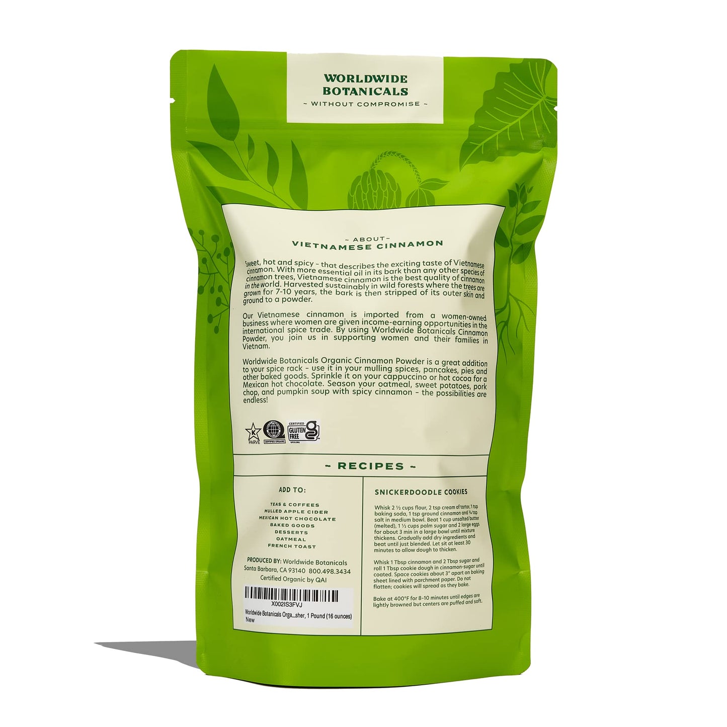 Worldwide Botanicals Organic Vietnamese Cinnamon Powder, 1 Pound - Premium Ground Cinnamon Spice - 100% Pure | Sustainably Harvested in Wild Forests |