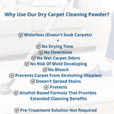 SaniClean Dry Carpet & Rug Cleaning Powder - Deep Cleans, Spill Cleanup, Spot & Stain Remover, Pet Mess | Brush In, Vacuum Out | For Large Areas Or