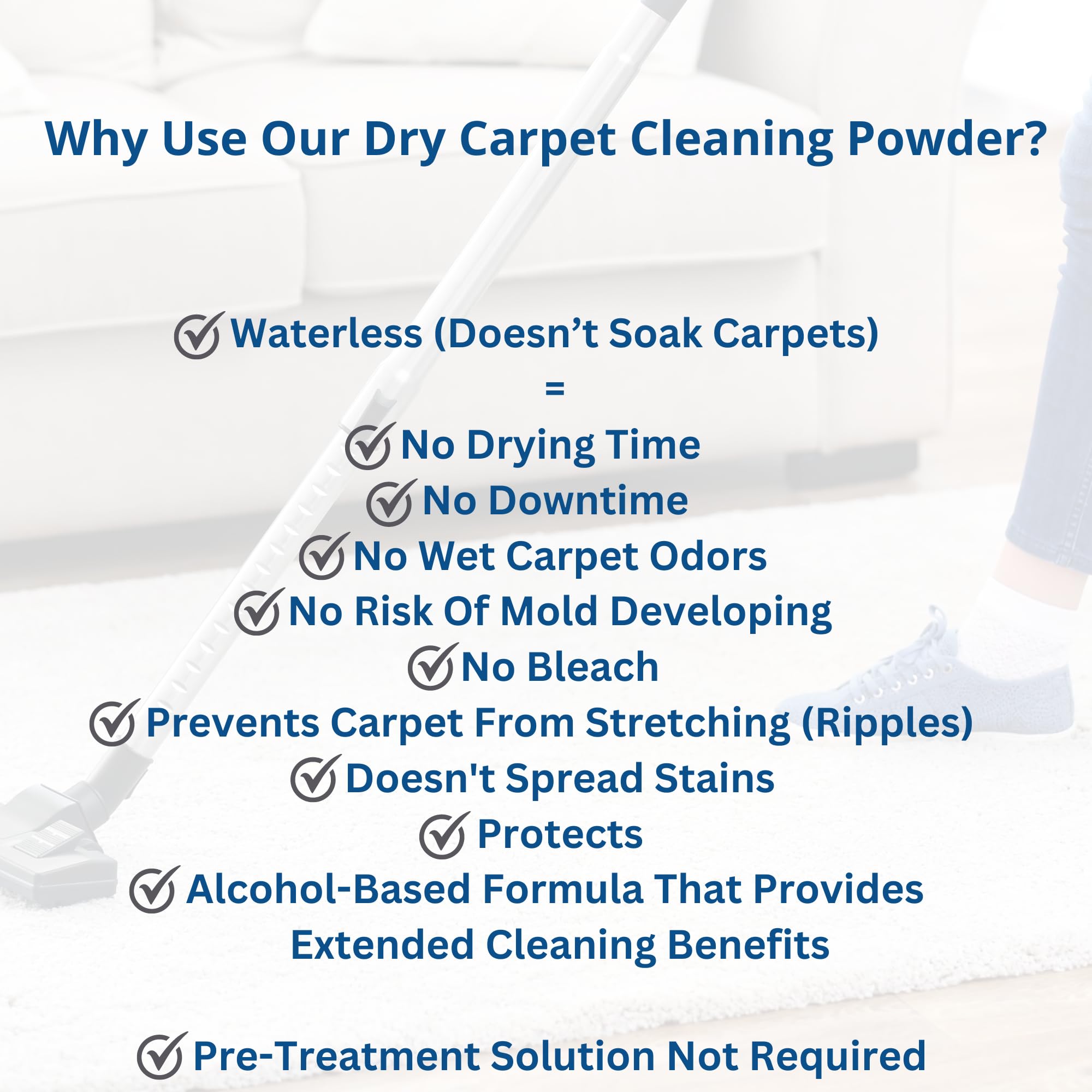 SaniClean Dry Carpet & Rug Cleaning Powder - Deep Cleans, Spill Cleanup, Spot & Stain Remover, Pet Mess | Brush In, Vacuum Out | For Large Areas Or