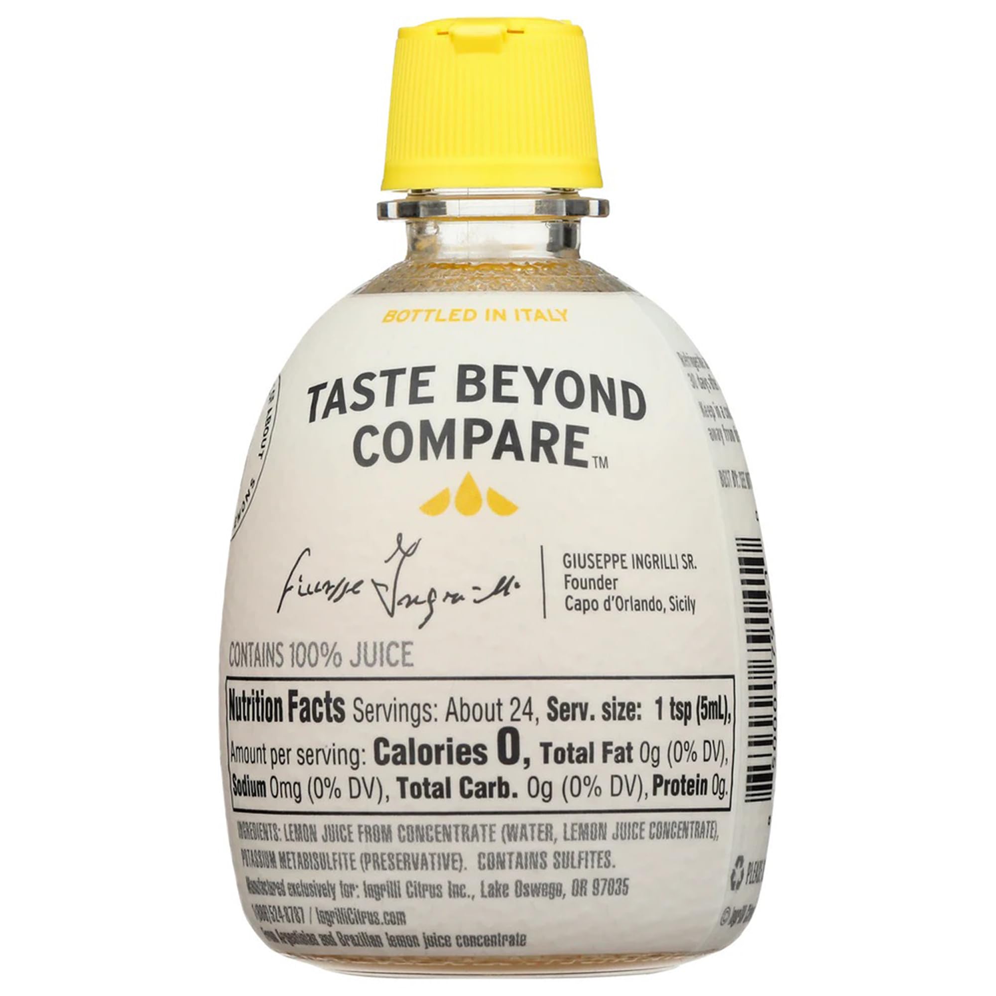 Ingrilli 100% Lemon Juice from Concentrate, 4 Fl Oz Bottle (Pack of 24)