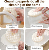 4Pcs Dual-Sided Kitchen Sponges with 2 Suction Cups - Honeycomb Shape, Non-Scratch Natural Scrub Sponges for Dishes, Kitchen, Bathroom Cleaning