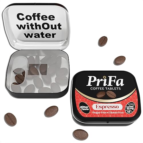 PriFa Espresso Coffee Tablets - Water-Free Coffee, Instant Coffee On-The-Go, Sugar-Free, Pocket-Friendly, Portable Caffeine Boost - 30mg Caffeine, 25