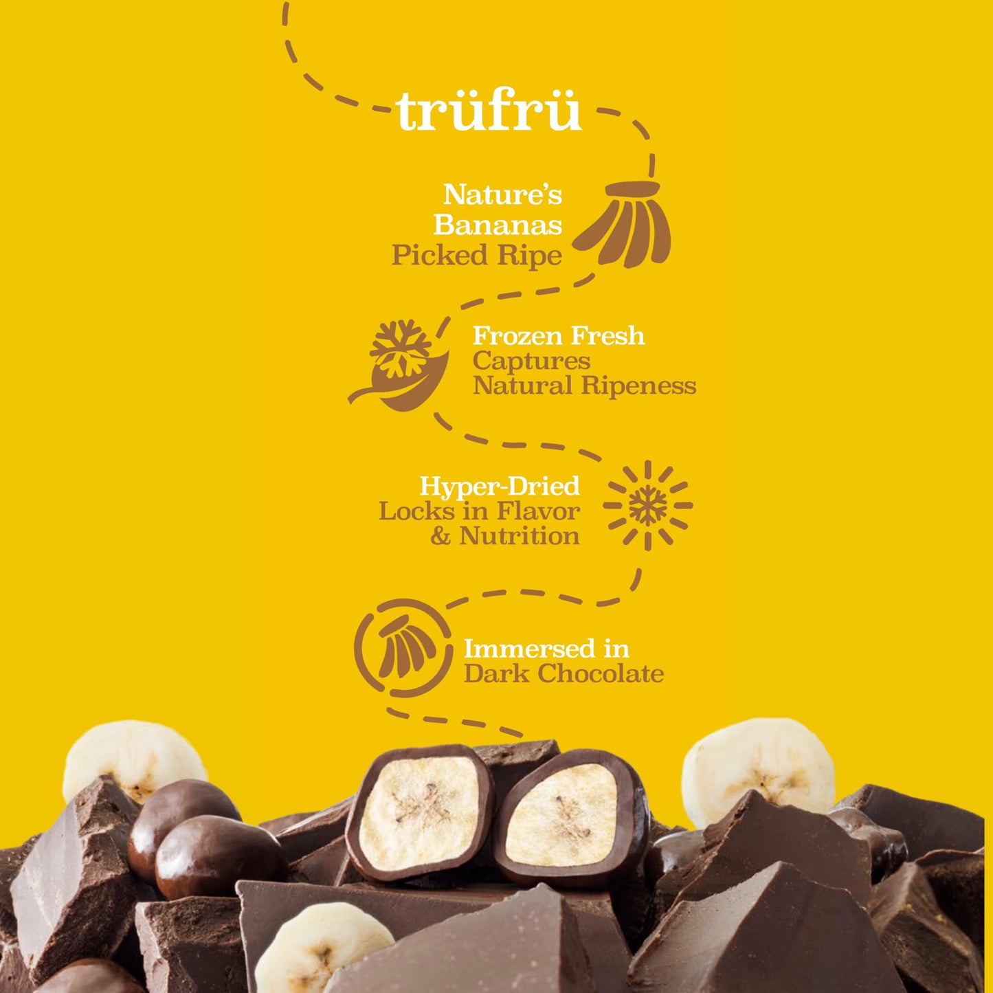 Tru Fru Nature's Bananas Hyper-Dried Fresh in Dark Chocolate 4.5 Ounce Bag