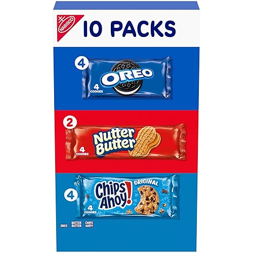 Nabisco, Cookie Variety Pack, Oreo, Nutter Butter, Chips Ahoy!, 10 Snack Packs (4 Cookies per Pack)