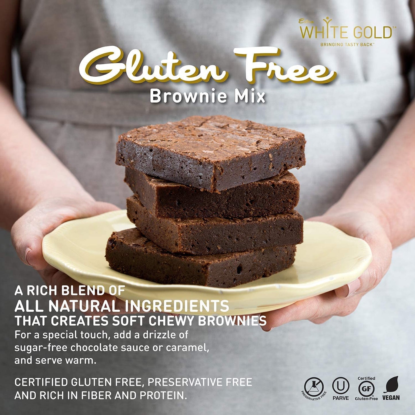 Extra White Gold Brownie Mix - For Baking Cakes Cupcakes Desserts - [Gluten Free] [Nut Free] [Free of the Top 14 Major Allergens] - 14.1 Ounces