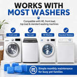 ukiism Washing Machine Cleaner Tablets for Pet Owners, Washer Cleaner for Pet Hair, Dander & Odor, Deep Cleaning Descaler Deodorizer for HE Front Load
