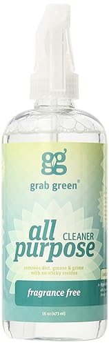 Grab Green Natural All Purpose Cleaner Spray, Biodegradable, Residue & Streak-Free Finish, Fragrance Free, 16 Ounce Bottle