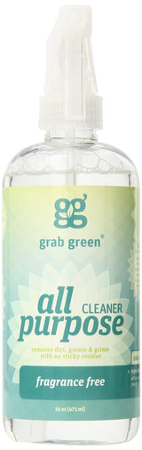 Grab Green Natural All Purpose Cleaner Spray, Biodegradable, Residue & Streak-Free Finish, Fragrance Free, 16 Ounce Bottle
